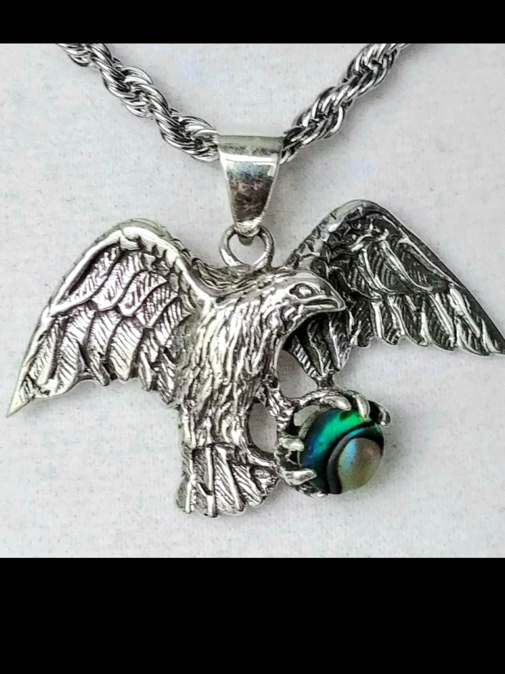 American Eagle Abalone Shell Sterling Silver Pendant